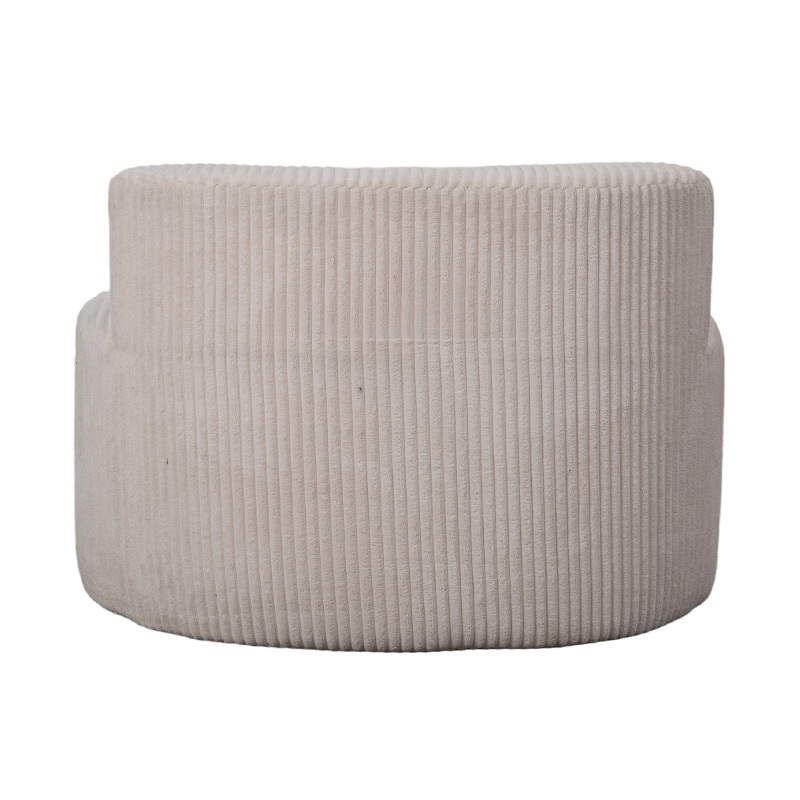 Eenpersoonsbank van lichtbeige corduroy met gebogen rugleuning Eenpersoonsbank van lichtbeige corduroy met gebogen rugleuning