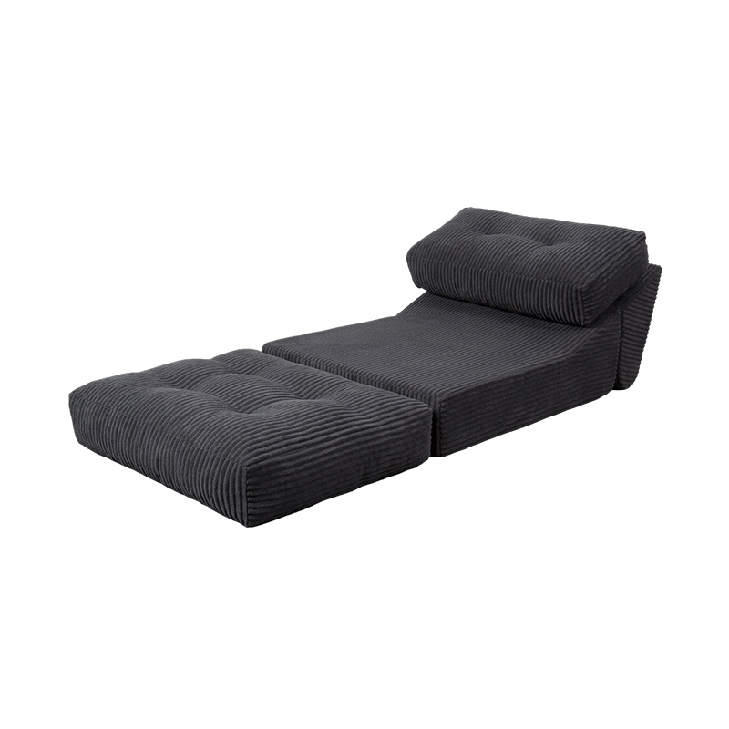 Opvouwbare multifunctionele volschuimslaapbank van donkergrijs corduroy met ergonomische rugleuning Opvouwbare multifunctionele volschuimslaapbank van donkergrijs corduroy met ergonomische rugleuning