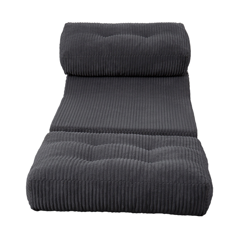 Opvouwbare multifunctionele volschuimslaapbank van donkergrijs corduroy met ergonomische rugleuning Opvouwbare multifunctionele volschuimslaapbank van donkergrijs corduroy met ergonomische rugleuning