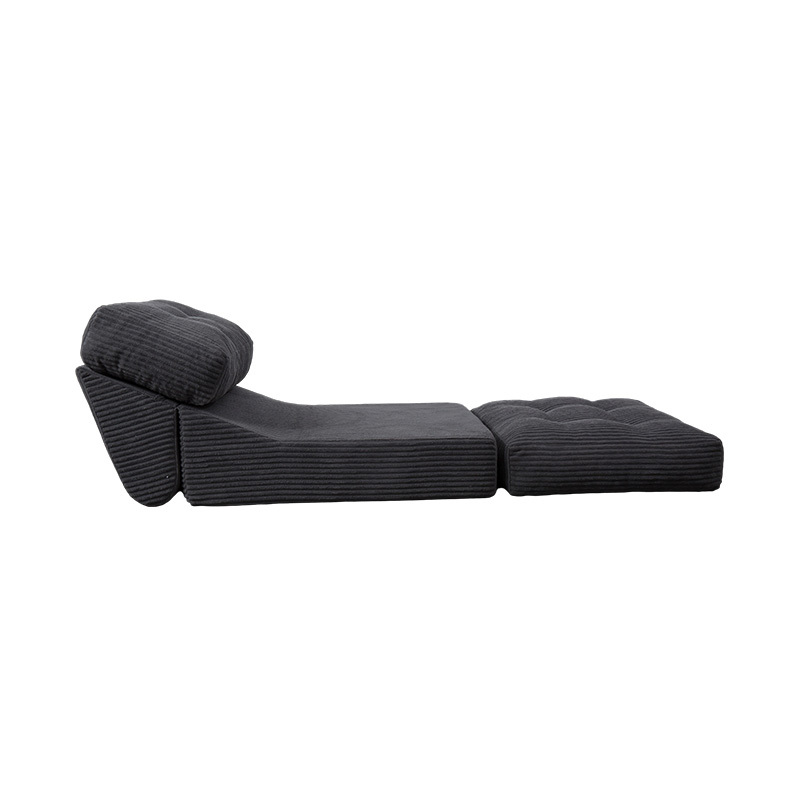Opvouwbare multifunctionele volschuimslaapbank van donkergrijs corduroy met ergonomische rugleuning Opvouwbare multifunctionele volschuimslaapbank van donkergrijs corduroy met ergonomische rugleuning