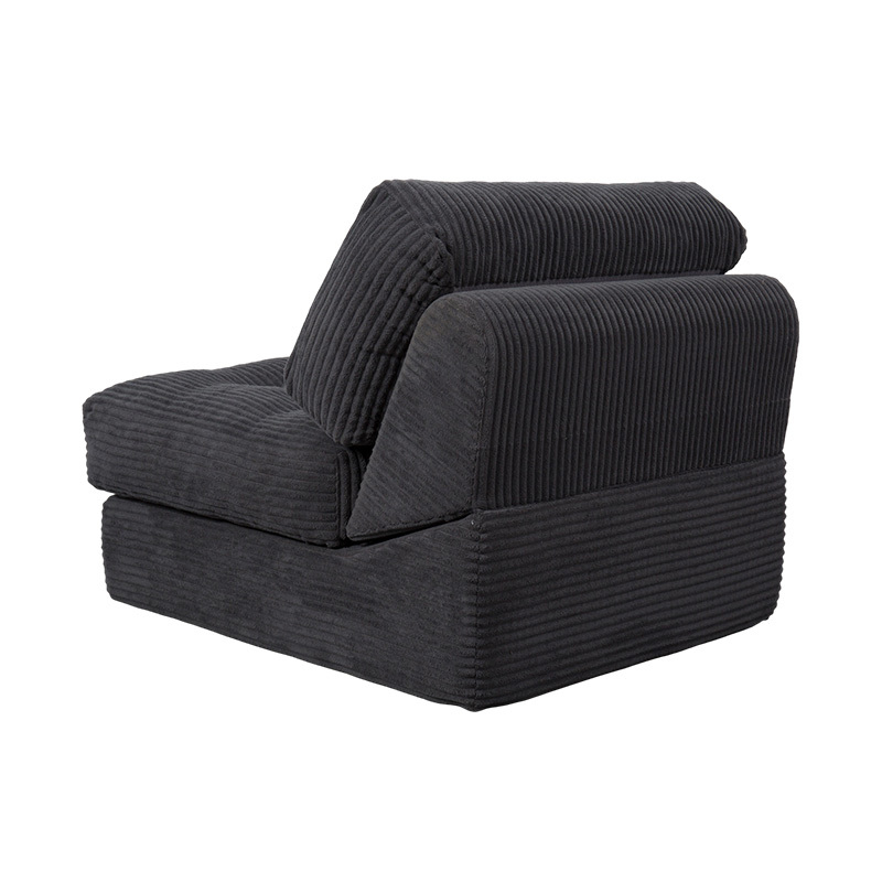 Opvouwbare multifunctionele volschuimslaapbank van donkergrijs corduroy met ergonomische rugleuning Opvouwbare multifunctionele volschuimslaapbank van donkergrijs corduroy met ergonomische rugleuning