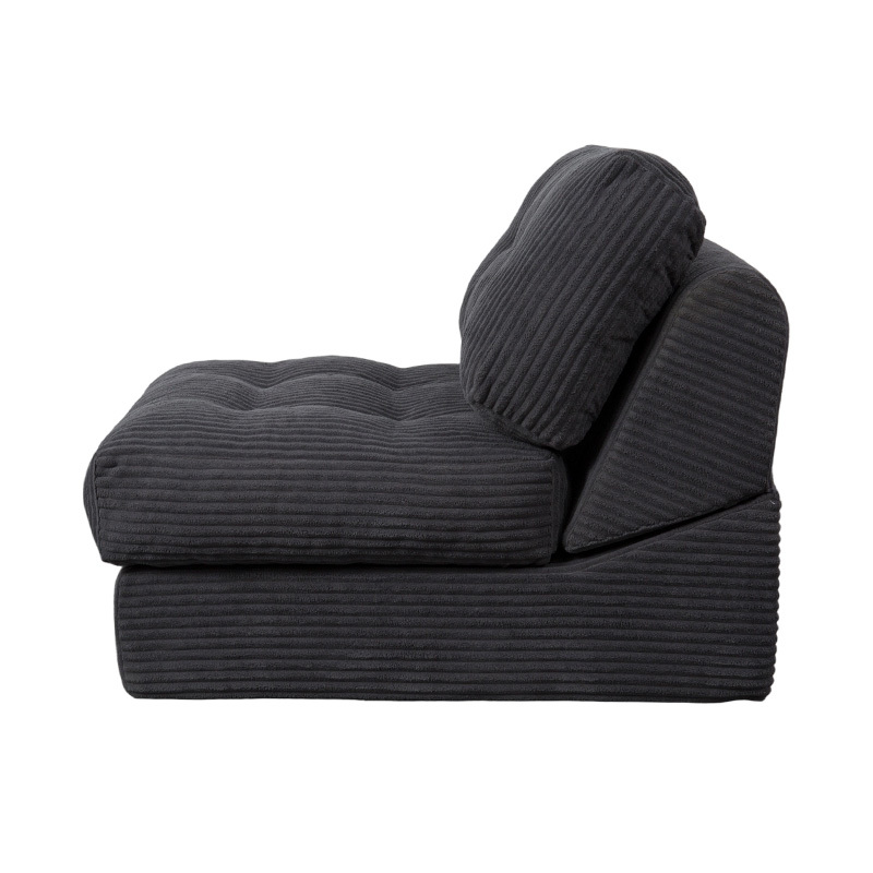 Opvouwbare multifunctionele volschuimslaapbank van donkergrijs corduroy met ergonomische rugleuning Opvouwbare multifunctionele volschuimslaapbank van donkergrijs corduroy met ergonomische rugleuning