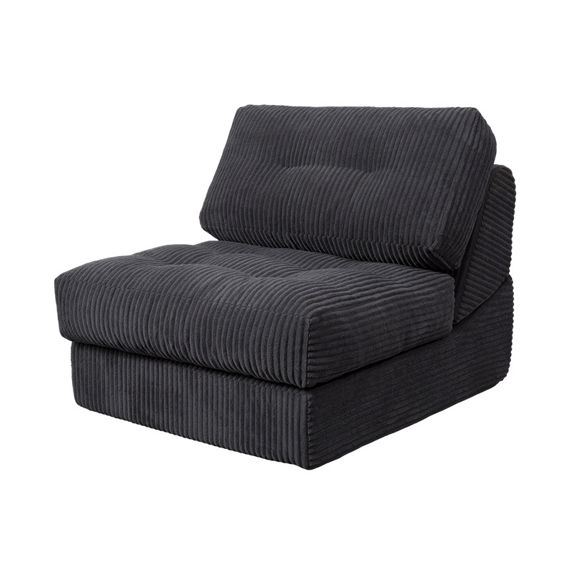 Opvouwbare multifunctionele volschuimslaapbank van donkergrijs corduroy met ergonomische rugleuning Opvouwbare multifunctionele volschuimslaapbank van donkergrijs corduroy met ergonomische rugleuning