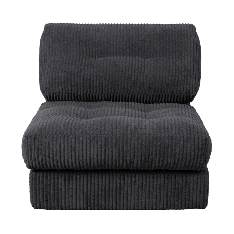 Opvouwbare multifunctionele volschuimslaapbank van donkergrijs corduroy met ergonomische rugleuning Opvouwbare multifunctionele volschuimslaapbank van donkergrijs corduroy met ergonomische rugleuning