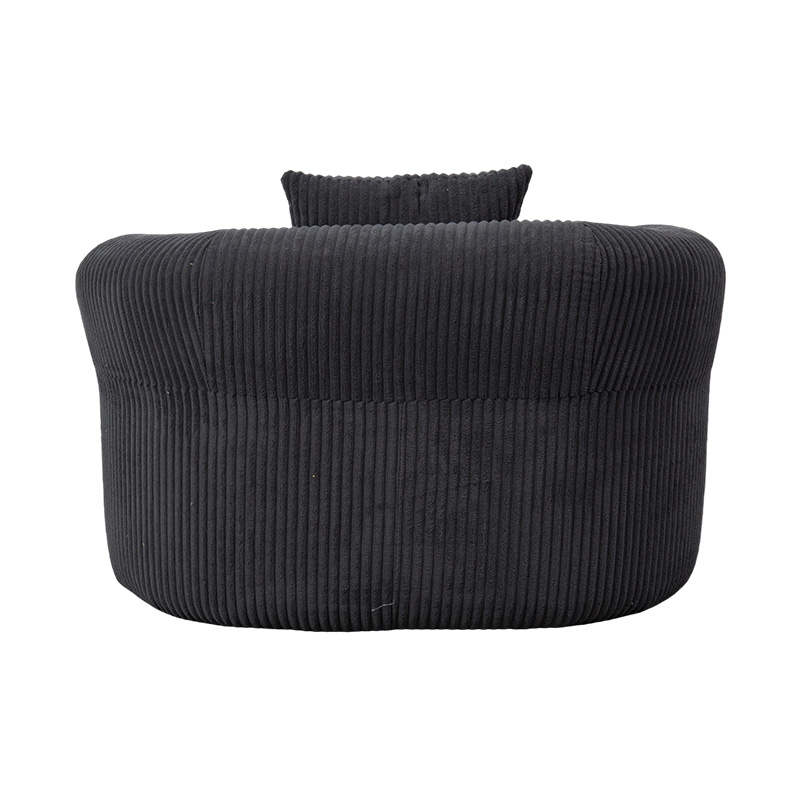 Enkele omhullende volschuimbank van donkergrijs corduroy met bijpassende kussens Enkele omhullende volschuimbank van donkergrijs corduroy met bijpassende kussens