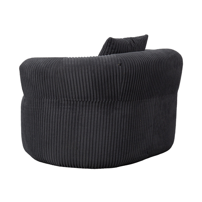 Enkele omhullende volschuimbank van donkergrijs corduroy met bijpassende kussens Enkele omhullende volschuimbank van donkergrijs corduroy met bijpassende kussens